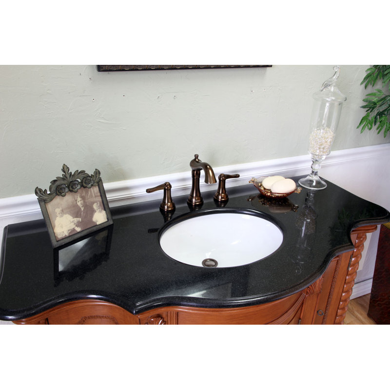 Ensemble de meuble-lavabo simple 48 po Espey, Noyer clair, Noir galaxie