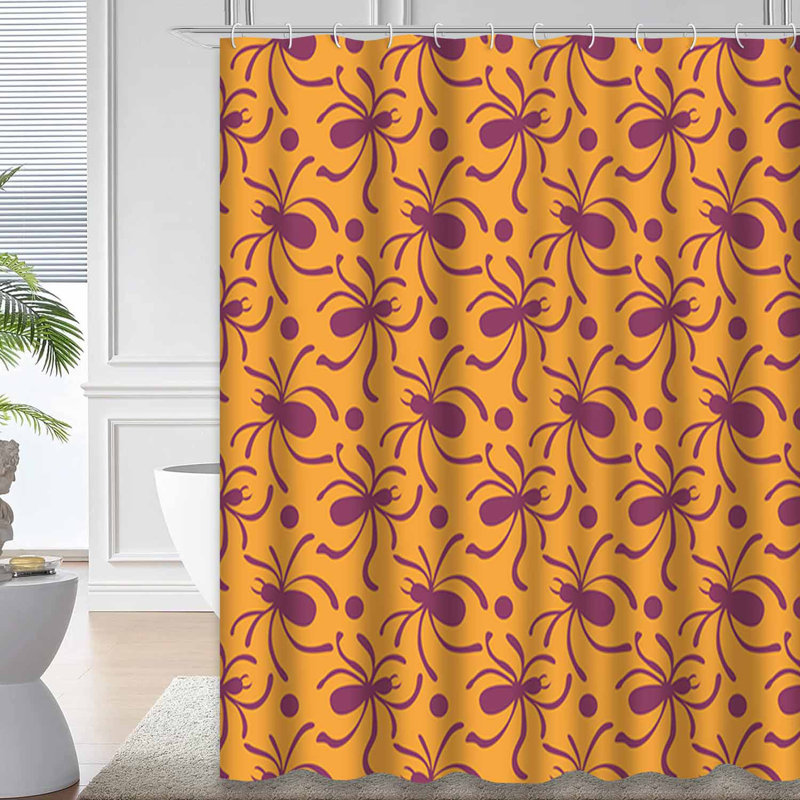 Rideau de douche Happy Halloween Art Autumn Orange avec 12 crochets, L 72 po x l 78 po