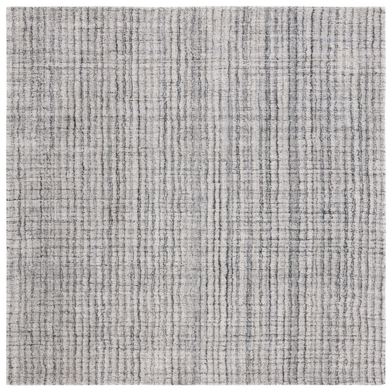 Abstract Hand Tufted Performance Striped Rug, Square 6'