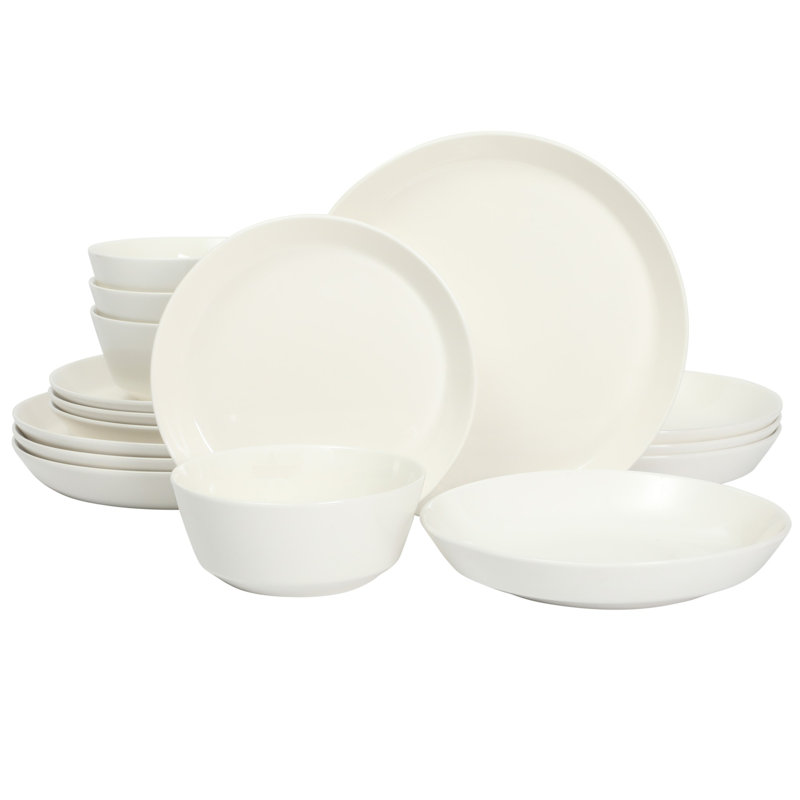 Service de vaisselle 16 pièces pour 4 assiettes en porcelaine Gibson Home Summer Shades, Blanc