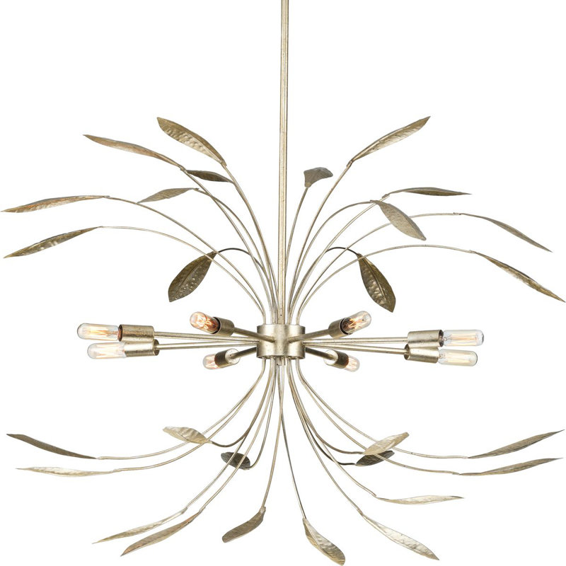 Luminaire suspendu unique à 8 lumières Stpierre, Argent doré