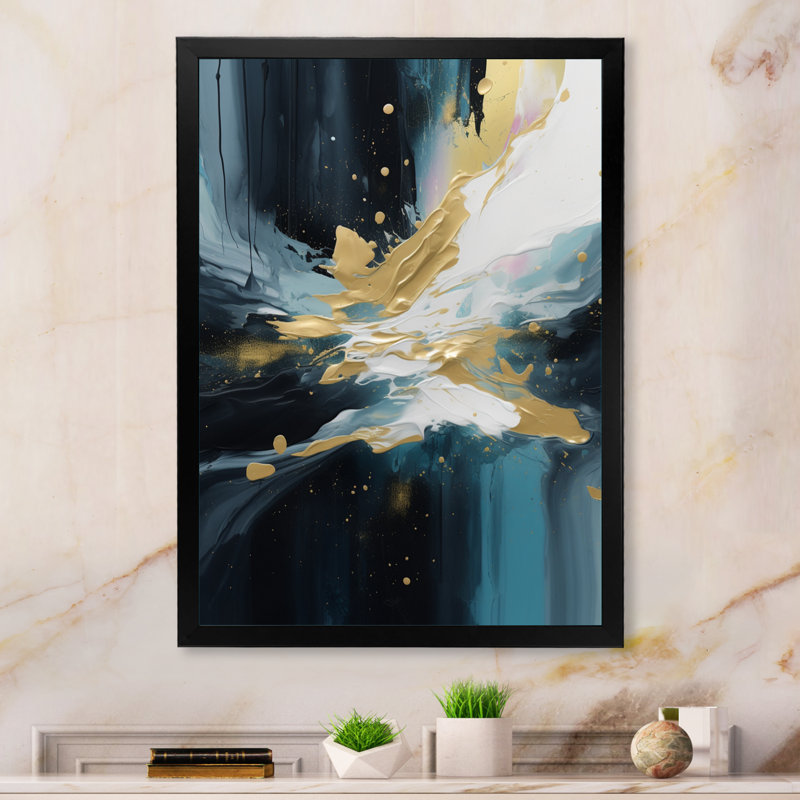 «Holderman Gold and Green Essence of Modernity» sur impression sur toile, H 32 po x l 16 po x P 1 po, Cadre photo noir
