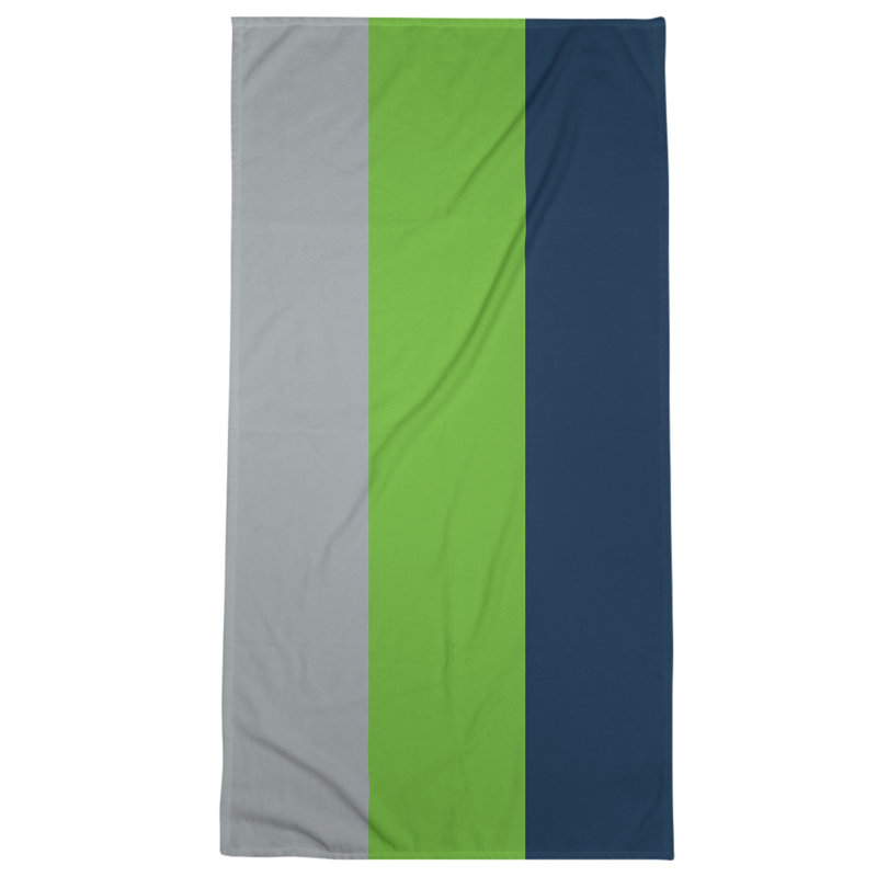 Cotton Blend Beach Towel, Gray/Light Green/Blue