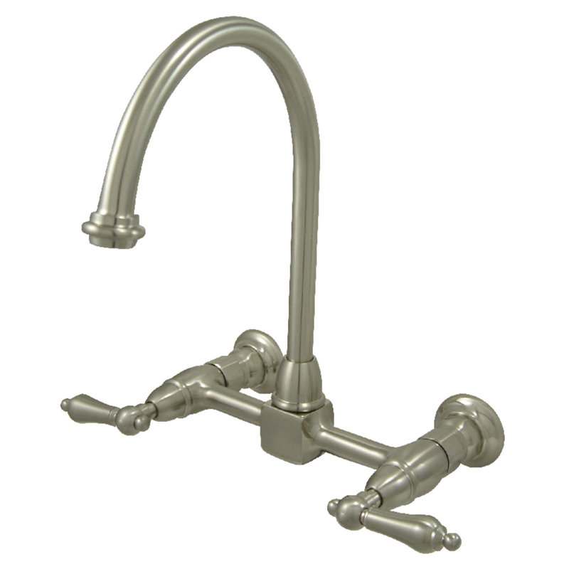 Robinet de cuisine à poignée double Restoration, Nickel brossé