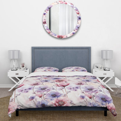 Pink And Purple Wildflower Paradise I Box Stitch Floral Duvet Cover
