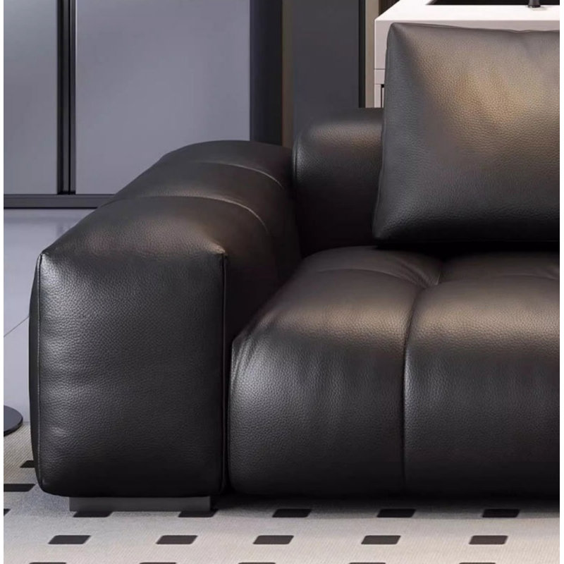 Canapé simple carré noir, H 26,77 po x l 141,73 po x P 41,34 po, 4