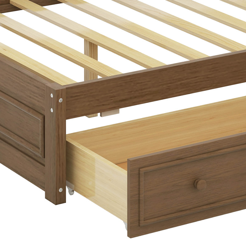 Structure de lit d'angle double en bois avec tablettes de rangement et 2 portes coulissantes, structure de lit d'angle double avec 2 tiroirs, lumières DEL et station de charge