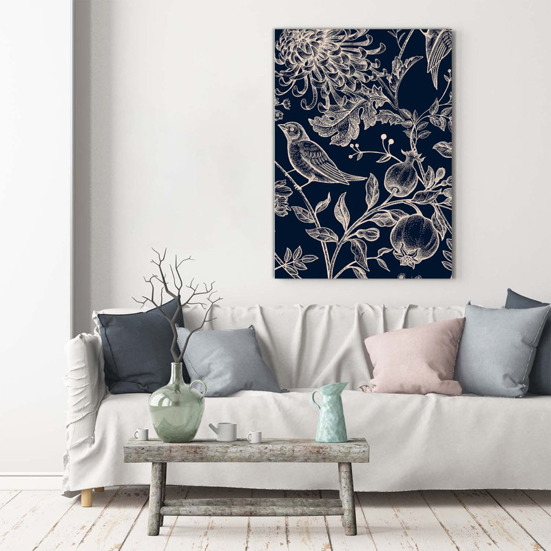 Flowers And Birds - Wrapped Canvas Print