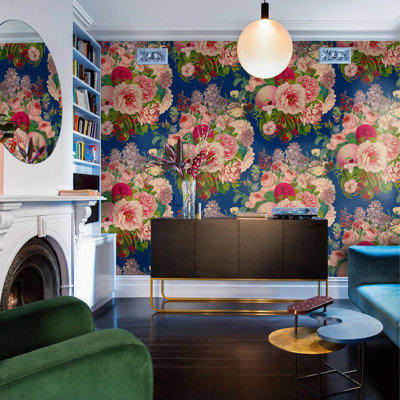 Blue Floral Dutch Wallpaper