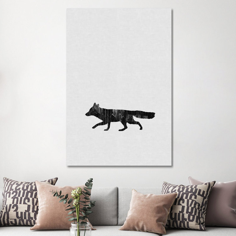 Fox B&W - Wrapped Canvas Painting, 152.5 cm H x 101.5 cm W