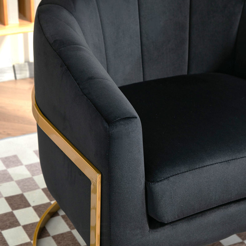 Fauteuil d'appoint rembourré de luxe avec cadre en velours, fauteuil de coiffeuse polyvalent et polyvalent pour l'intérieur et la maison