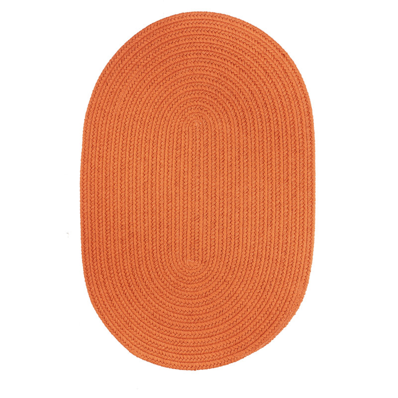 Tapis décoratif d’intérieur/extérieur orange tressé à la main Smyth, Ovale 2 pi x 3 pi