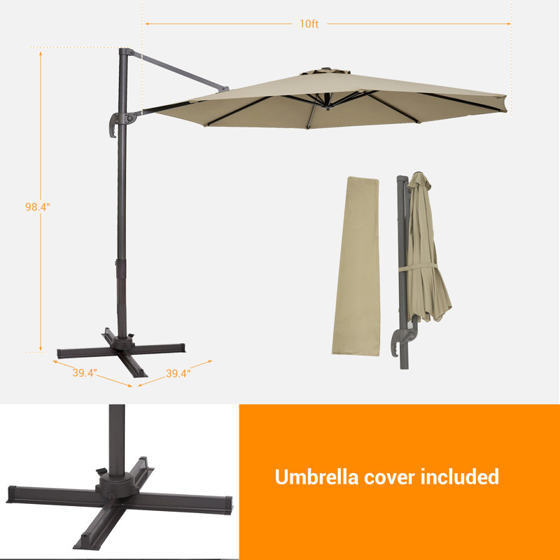 Parasol en porte-à-faux 10 pi Dobrosav, Beige