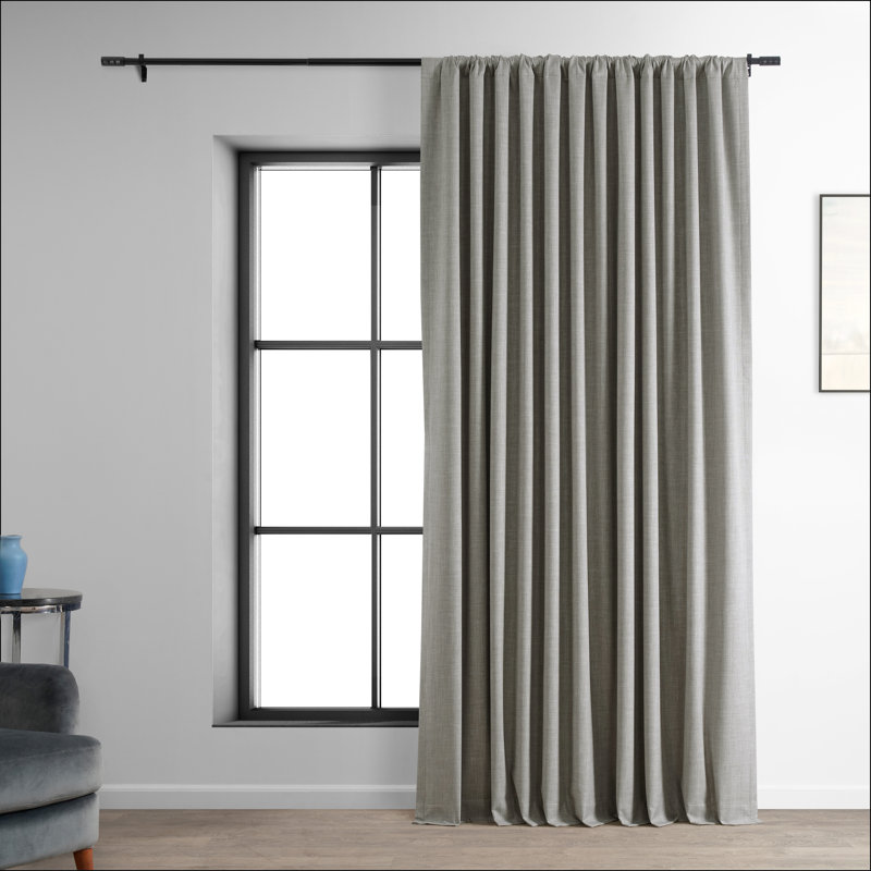 Dondie Extra Wide Performance Polyester Hotel Blackout Curtains - Single Panel Drapes, 100" W x 108" L, Dark Beige