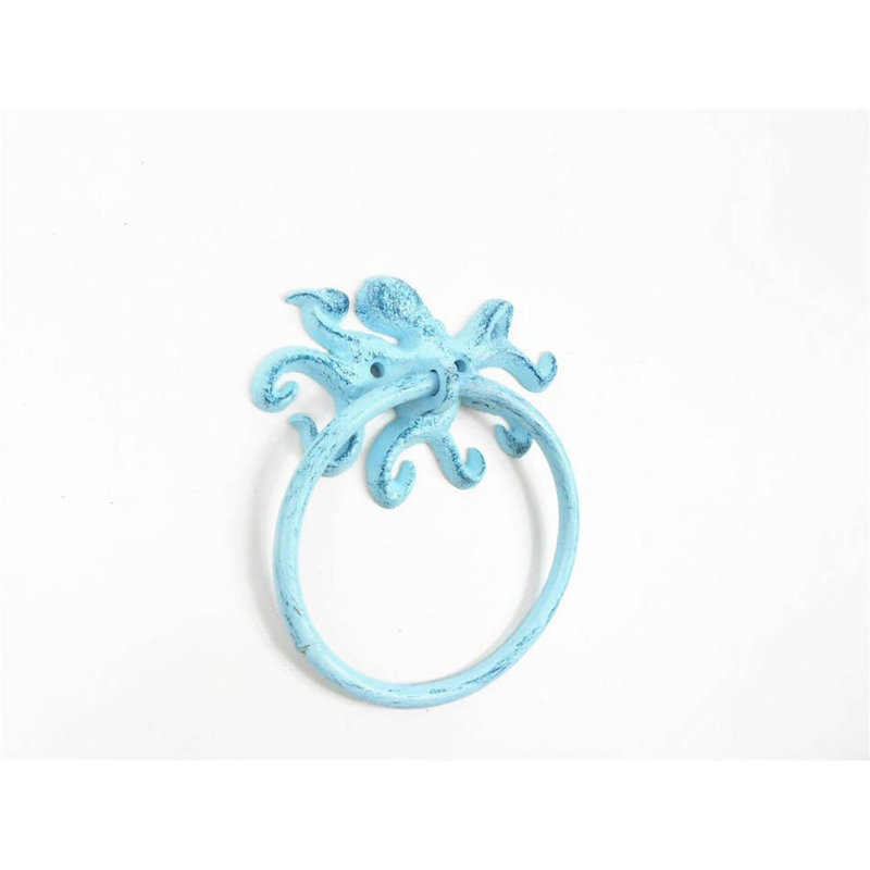 Porte-serviettes de octopus en fer moulé en cuivre, Bleu foncé rustique