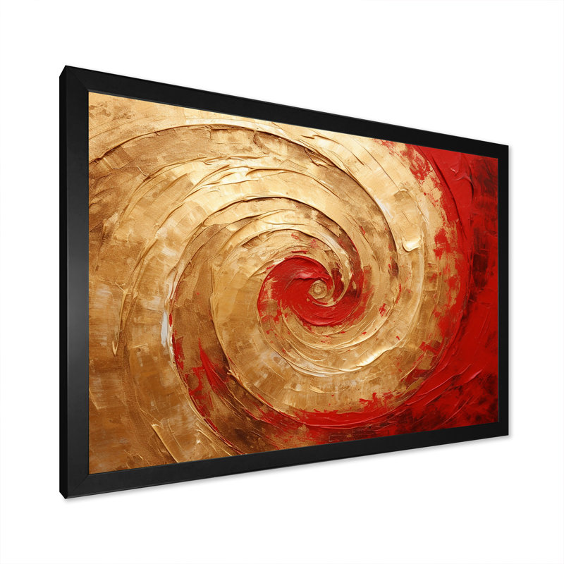 Red Gold Fusion Spiral IV - Abstract Spirals, reproduction d'art encadrée, H 24 po x l 32 po x P 1 po