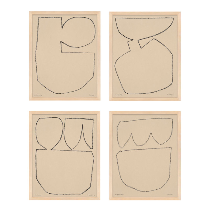 Outlines 5-8, Set Of 4 Print by Michael Kempen, 40" H x 32" W x 1.25" D, Maple