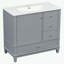 Meuble-lavabo avec lavabo en céramique, 3 tiroirs et armoire avec tablettes-1689753681