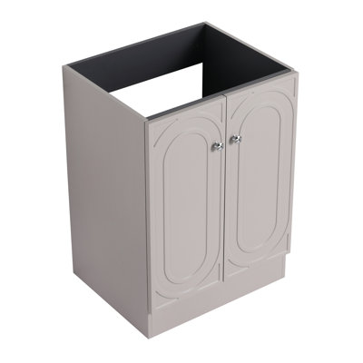 Meuble-lavabo autoportant 24 po et 2 portes d'armoire à fermeture en douceur (emballage KD) - sans le lavabo
