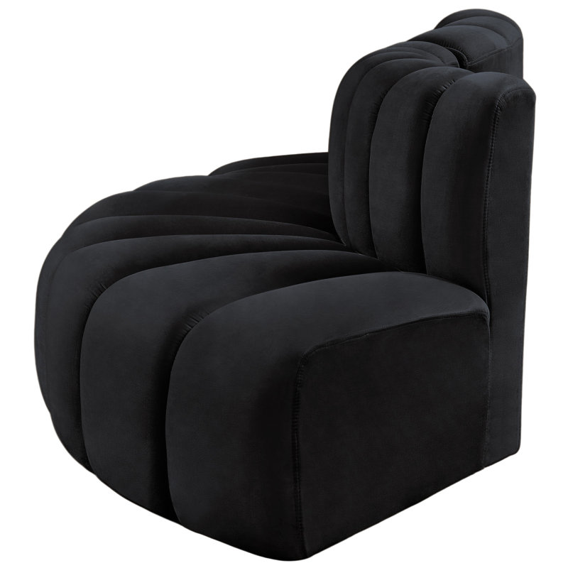 Iyre Upholstered Curved Sectional Reversible, Black Velvet