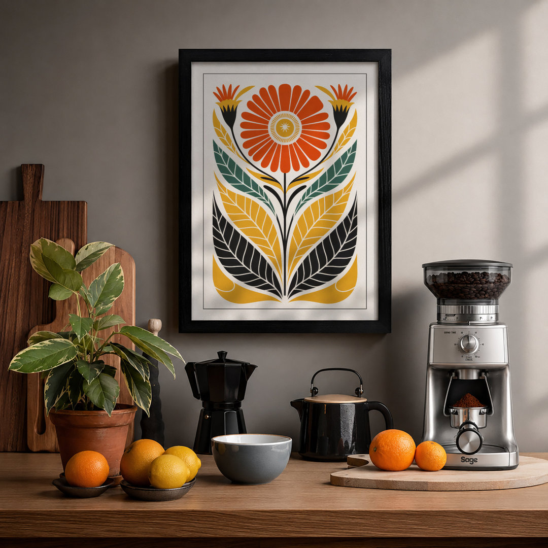 Symmetrical Bloom Scandinavian - Framed Print