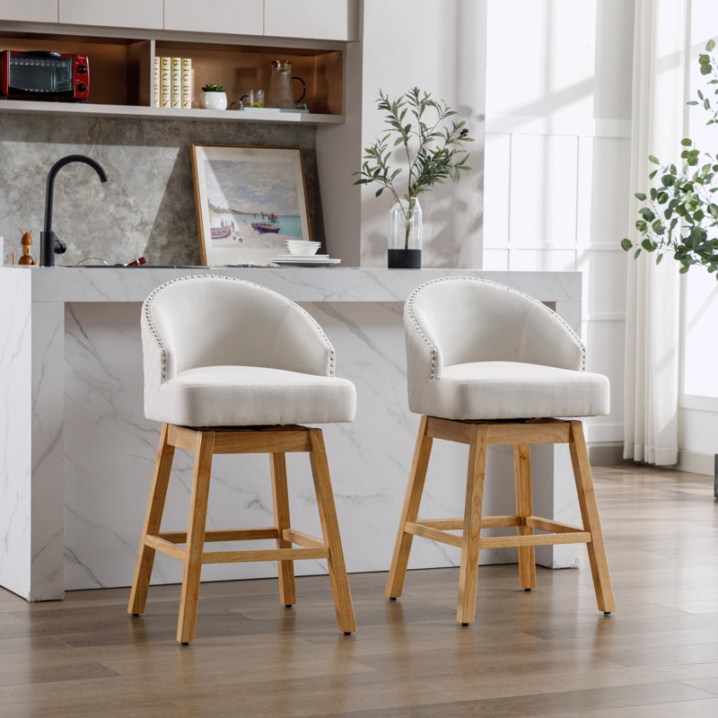 Ensemble de 2 tabourets pivotants Embry, Blanc