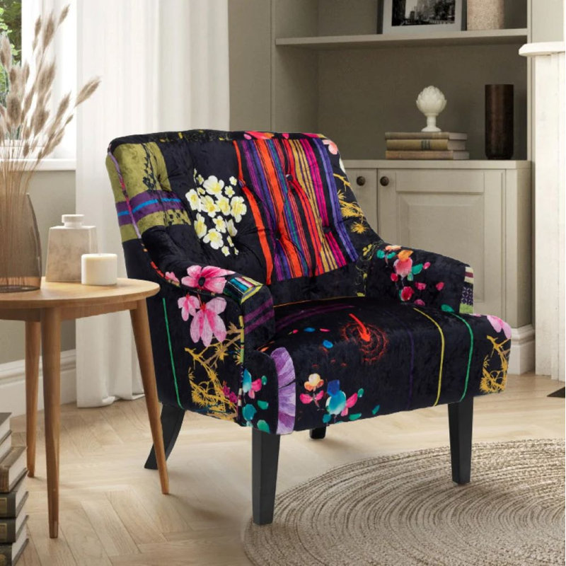 Tibay Upholstered Slipper Chair, Black
