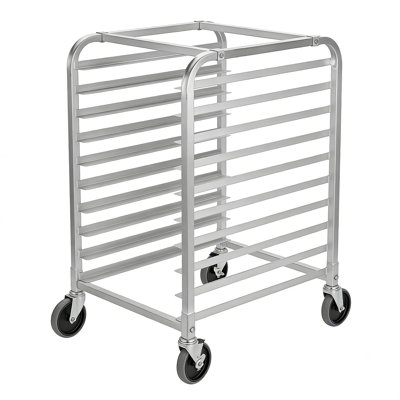 Support à paniers en aluminium robuste avec roulettes verrouillables - Chariot de rangement mobile à 10 niveaux - Chariot de boulangerie de cuisine professionnel - l 20 po x P 26 po x H 39 po - Espacement de 3 pouces - 10 niveaux, 20 * 26 * 39 po