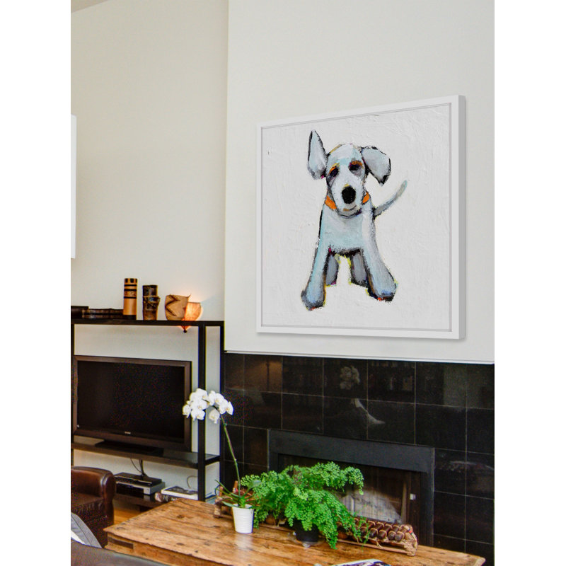 «Small White Pup», reproduction encadrée, H 24 po x l 24 po x P 1,5 po