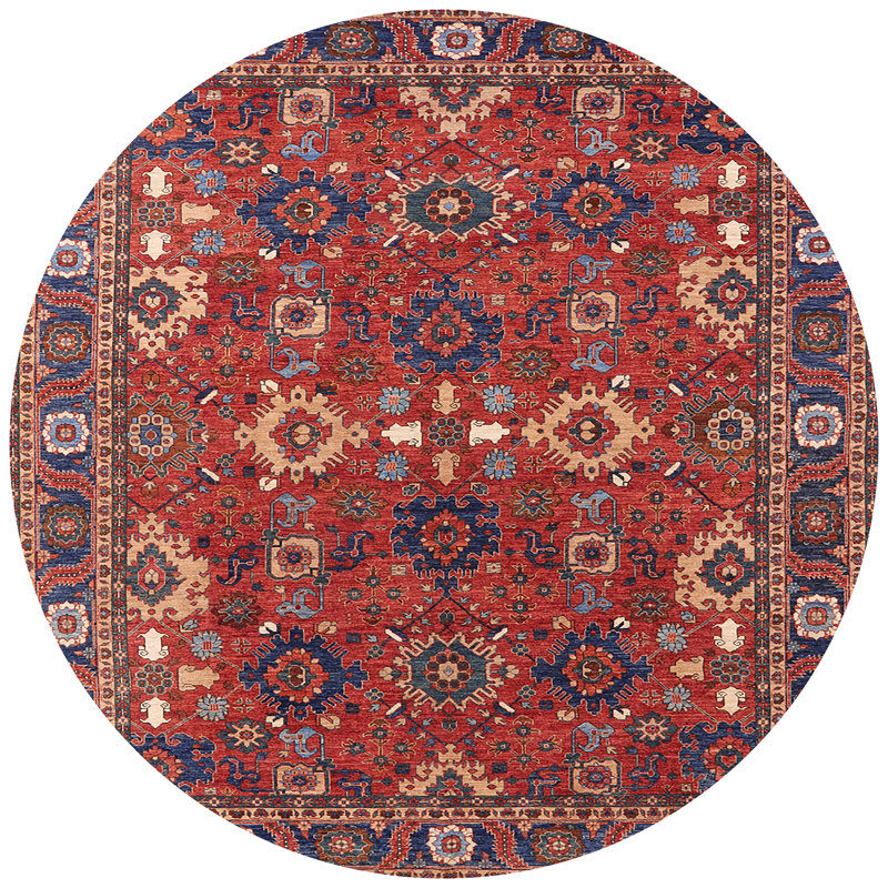 Tapis oriental rouge / bleu / beige Hardinsburg, Rond 3 pi