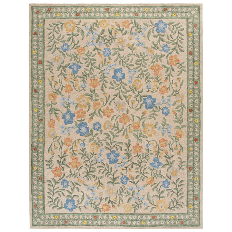 Martha Stewart 3856 Hand Tufted 85% Wool; 15% Cotton Floral Rug, Rectangle 8' x 10'