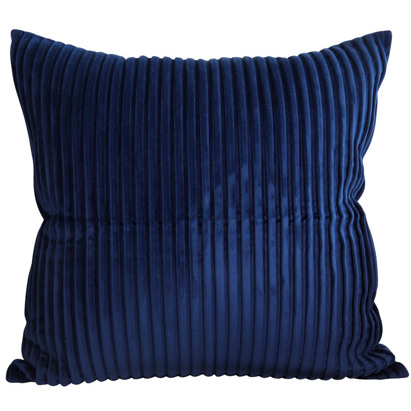  Plicated  Decorative Velvet Throw Pillow Cover, Navy Blue
