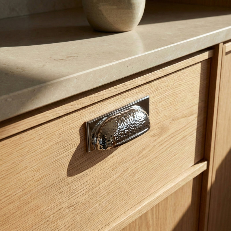 Redefine Hardware- Pure Polished Hammered Nickel Cup Pull