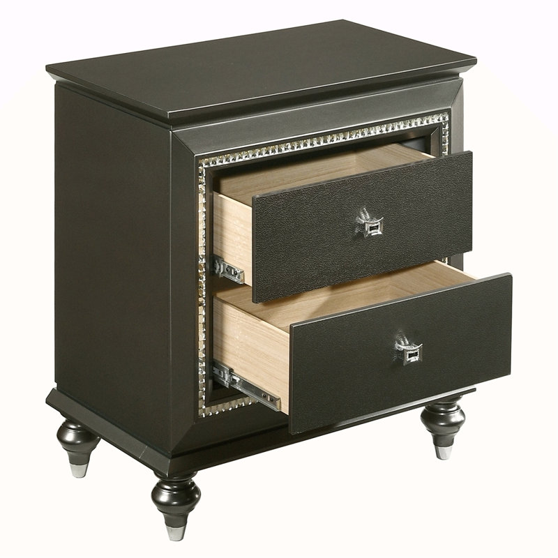 Table de chevet métallique avec 2 tiroirs