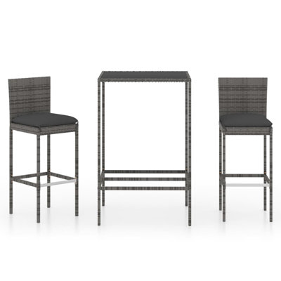 Table de bar et tabourets de patio avec coussins en rotin de poly