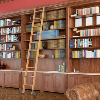 Red Oak 9.92' 9-Step Wood Removable Sunburst Wheel Ladder