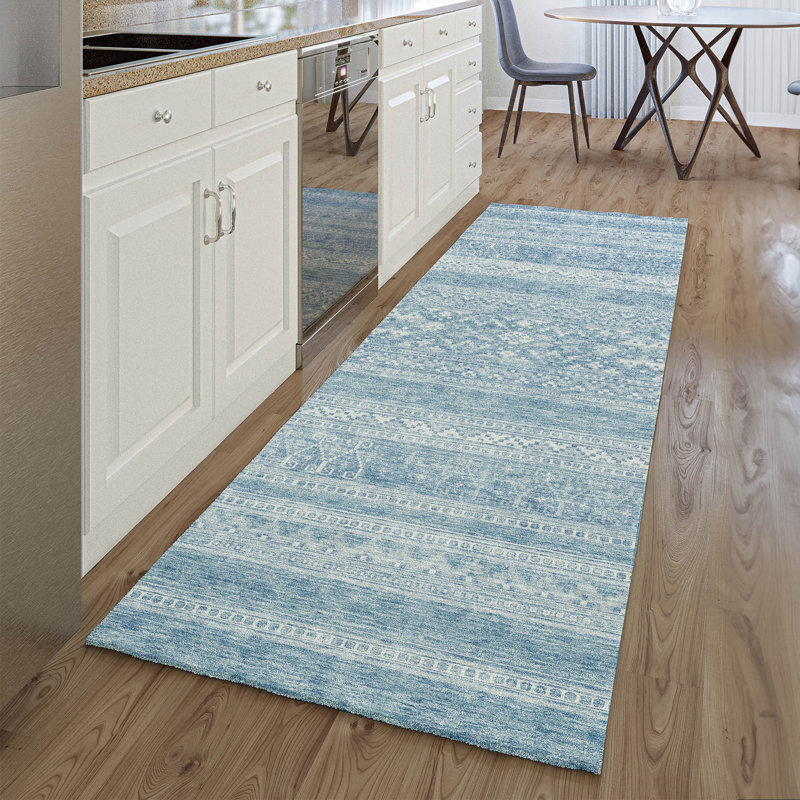Premium Machine Washable Prisco Sky Rug, Runner 2'3" x 7'6"