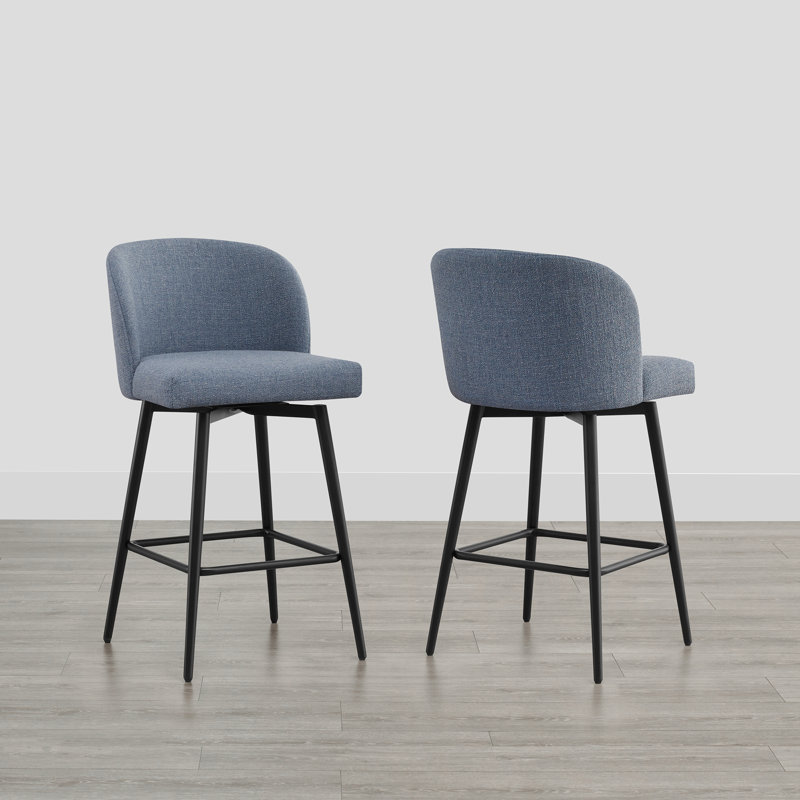 Tabouret de bar et de bar Benedit, Tabouret de comptoir (siège d'une hauteur de 27 p, Gris bleu, 2