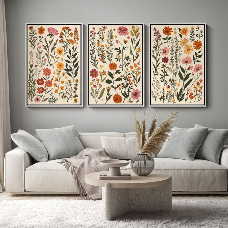 Art mural encadré, rétro, antique, classique pour chambre à coucher - 16 po x 24 po x 3 panneaux, H 24 po x l 16 po, Blanc