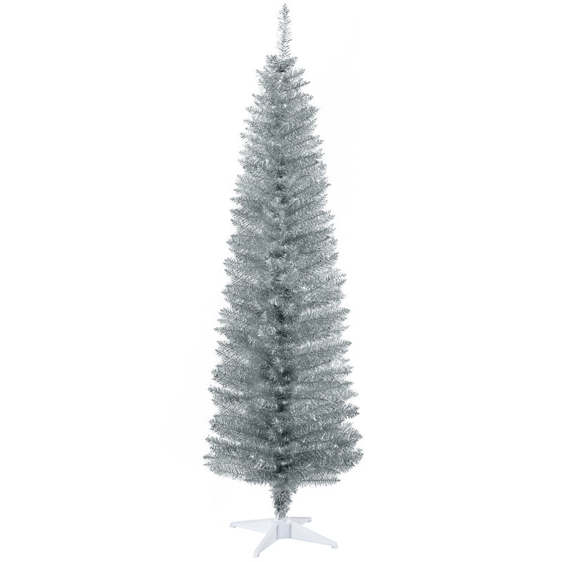 Arbre de Noël artificiel 6 pi avec arbre de Noël mince 6 pi avec 390 branches réalistes et base en plastique