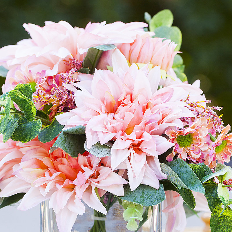 Faux Silk Mixed Assortment Arrangement in Vase, Pink