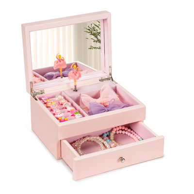 Music Jewelry Box ,wooden Jewelry Boxes & Organizers With Spinning Dancer For Christmas Birthday New Year,pink