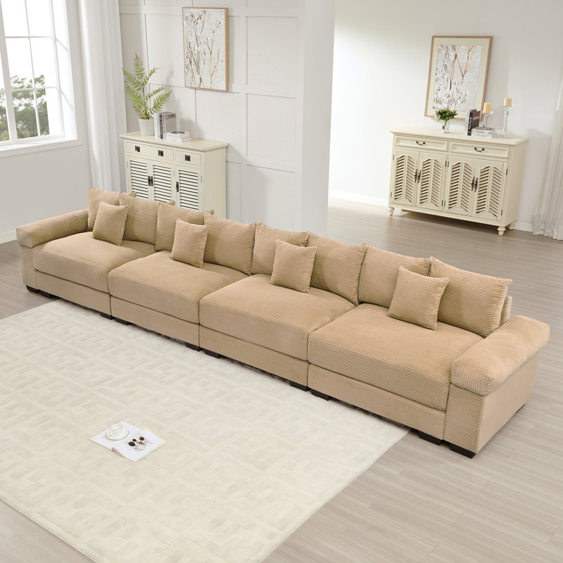 Canapé modulaire surdimensionné de 170 po Cloud, Velours côtelé chameau