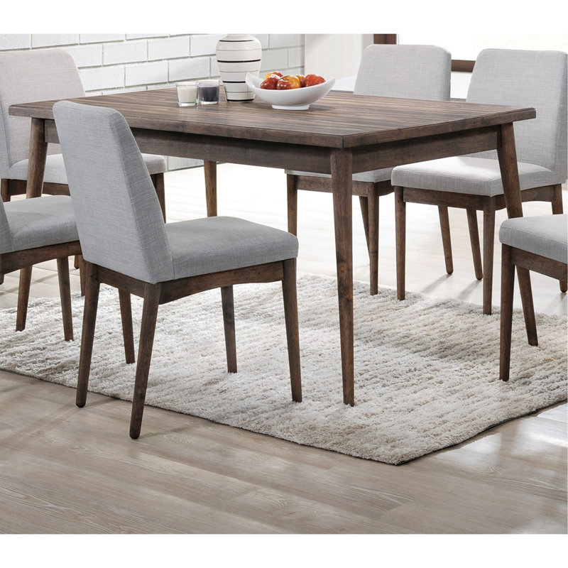 Table de salle à manger rectangulaire en bois massif et mélamine, fini noyer contemporain (1 pièce).