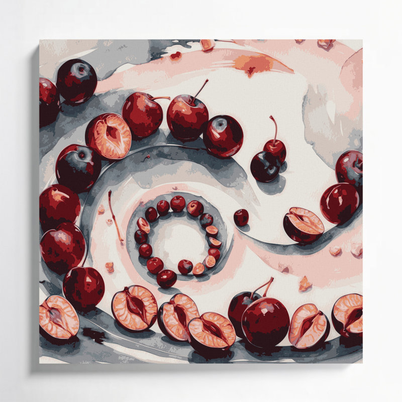 «Fruit Umeboshi», art mural sur toile grise, H 12 po x l 12 po