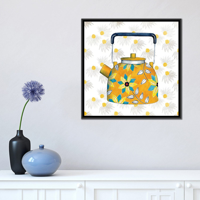 «Sweet Teapot III», impression sur toile, H 18 po x l 18 po x P 1,5 po, Toile avec cadre noir, Pas de tapis