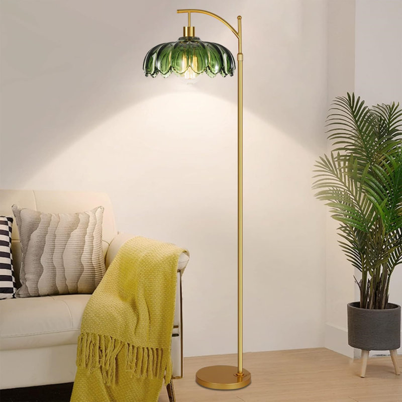 Lampe sur pied en verre Mid-Century moderne, Vert