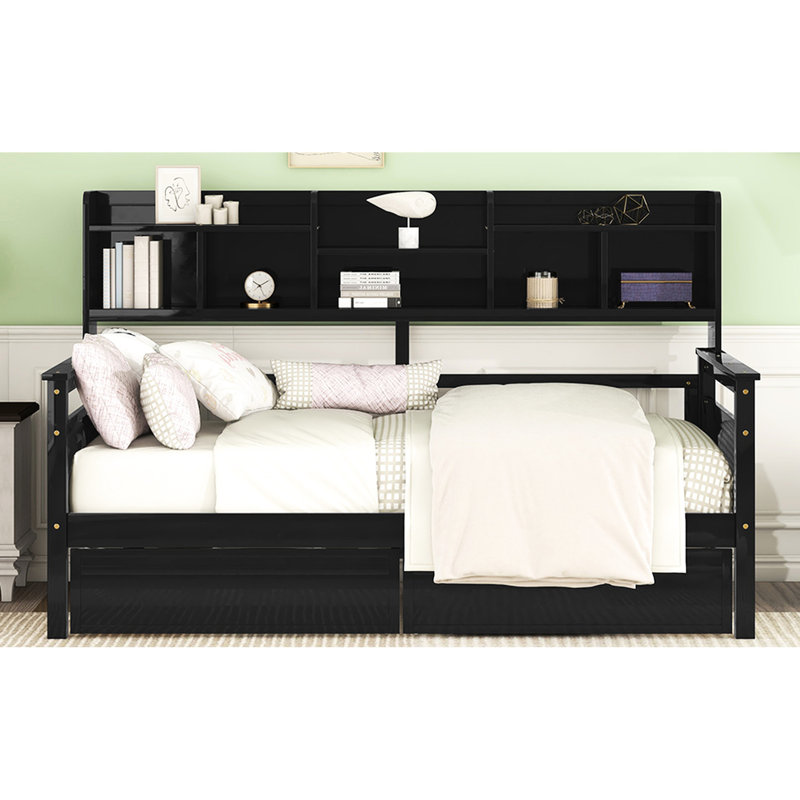 Elegant Daybed With Wood Slat Support, Two Drawers, And Storage Space -colored Solid Frame, Functional Bedside, Twin