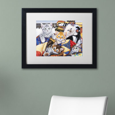 Caiti 'Cozy Kittens' Framed Graphic Art on Canvas