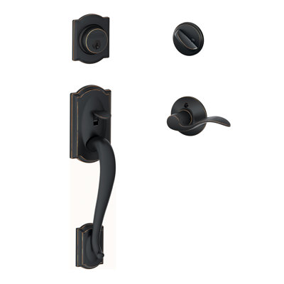 Camelot Handleset with Deadbolt and Accent Door Lever and Rosette